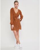 Robe Mini Spring Romance à imprimé léopard marron